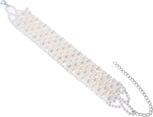 Fashion Multi Strand Simulated Pearl Resin Chain Collar Choker Statement Necklace Costume Jewelry for Women...