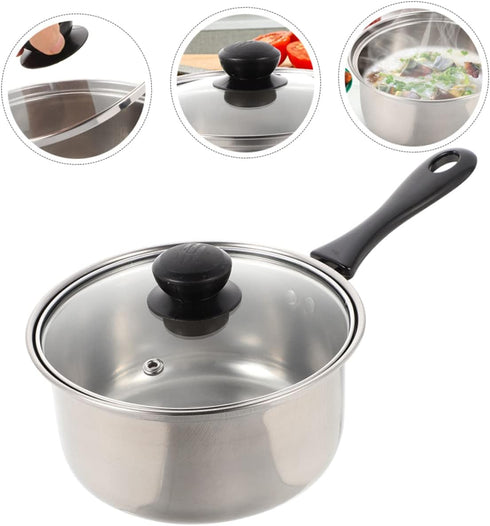 1 Set Stainless Steel Pot Saucepan Soup Pot Cooking Pan Deep Skillet Nonstick with Lid Stainless Steel Stock Pot Milk Stockpot Small Pot Sauce Pan...
