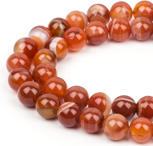 Red Striped Agate 6mm Round Beads, 60 Pcs Natural Stone Gemstone Beads for Jewelry Making, DIY Crafts, Bracelets, Necklaces, and Earrings...