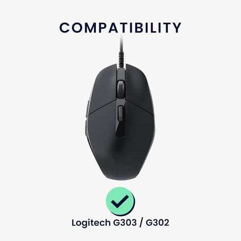kwmobile Mouse Feet Replacement Compatible with Logitech G303 / G302 Computer Mouse Skates Sticker - Black...