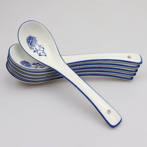 Soup Spoons Ceramic Ramen Spoons Set of 6 Asian Soup Spoons Japanese Soup dumpling Spoon for Ramen Pho Wonton Dumpling Noodles (6pcs)...