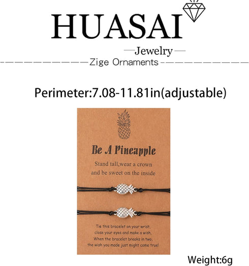 HUASAI 2Pcs Pineapple Bracelet for Women Pineapple Gifts BFF Friendship Bracelets Gift...