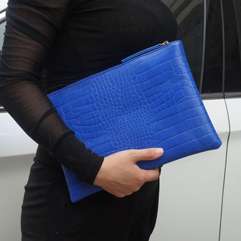 Women Clutches Crocodile Grain PU Leather Envelope Clutch Bag...