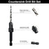 Countersink Drill Bit Set, 3Pcs Tapered Drill Bits M2 HSS, with 1/4" Hex Shank Quick Change and Allen Wrench, Counter Sinker Set for Woodworking a...