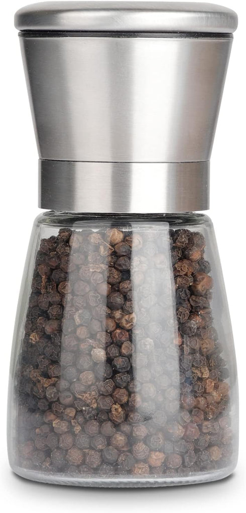 Gulex® Pepper Grinder Pepper Mill, Salt Grinder Refillable,(Single Package) Adjustable, Stainless Steel Sea Salt Shaker with Ceramic Rotor (1 pack...