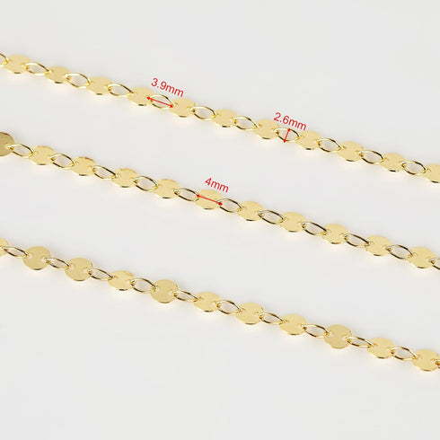 YOUBEIYEE 16.4 Feet Light Gold Sequin Chain for Jewelry Making Solid Brass 16K Gold Plated Jewelry Chain Bulk Bracelet Necklace DIY Jewelry Suppli...