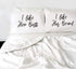 Signatives I Like her Butt I Like his Beard Pillow Cases - White Pillow Cover – Bedroom Decor - Set of 2 - Couples Pillowcases - Couples Gifts - P...