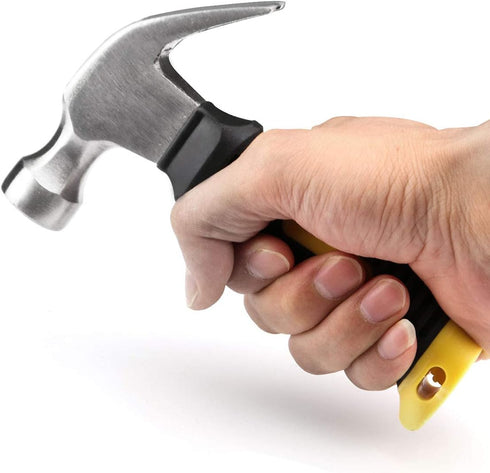 6 PCS 8 Oz Claw Hammer, Small Stubby Hammers Bulk with Anti-Slip Plastic Coated Soft Handle Roofing Tools for Car Window Framing Jewelry Making, L...