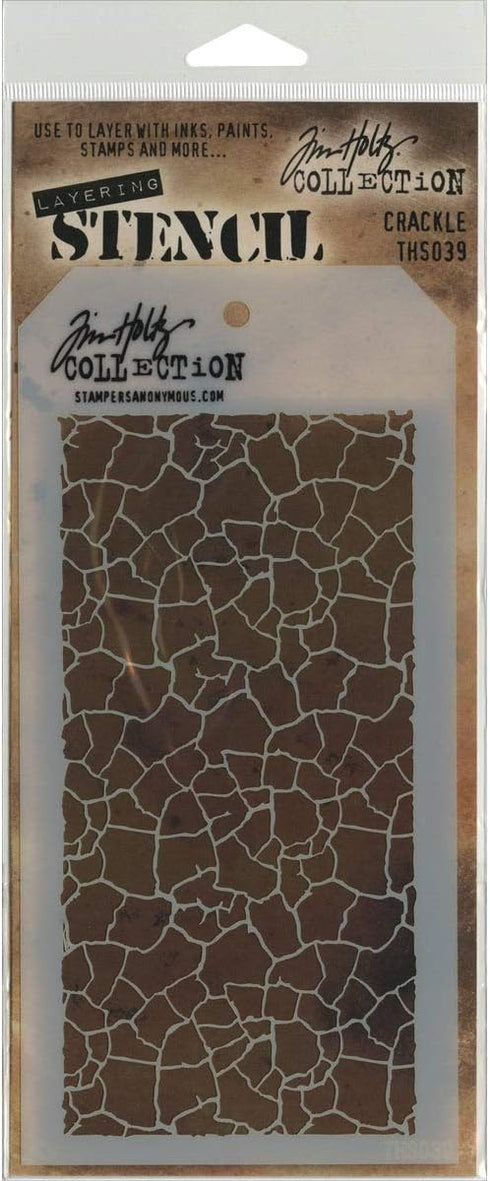 Stampers Anonymous Tim Holtz Stencils Crackle, 4.125" x 8.5", White...
