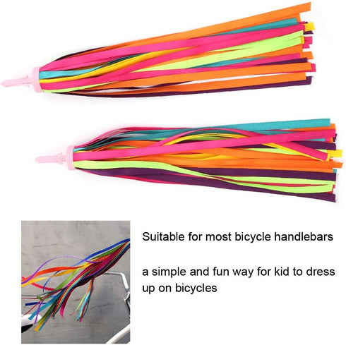 Pssopp 1 Pair Kid's Rainbow Bike Streamers Childrens Bike Streamers Grips Tassels Kids Bike Accessories(Multi Color)...