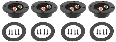 3” Double Binding Round Gold Plate Push Spring Loaded Jacks Connector Speaker Box Terminal Cup (Black - 4pcs)...