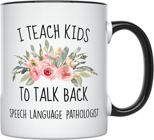 YouNique Designs I Teach Kids to Talk Back SLP Mug, 11 Ounces, Speech Language Pathology Coffee Mug, Speech Language Pathology Cup for Women, Spee...