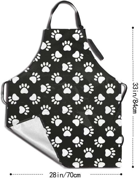 Dog Animal Paws Print Waterproof Apron for Adults Chef Bib With Roomy Pocket for Kitchen BBQ Crafting Drawing...