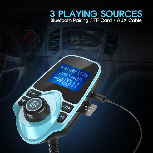 Nulaxy Bluetooth Car FM Transmitter Audio Adapter Receiver Wireless Hands Free Car Kit W 1.44 Inch Display (F-Green)......