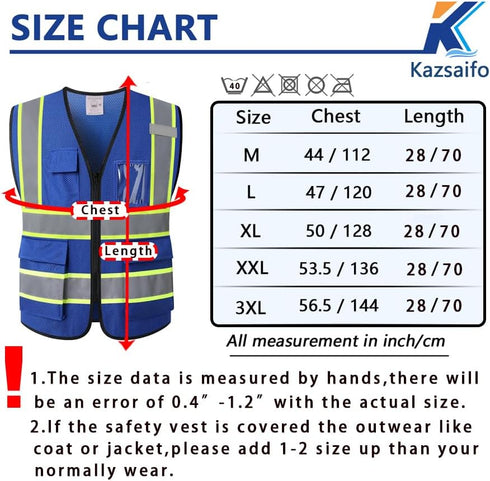Reflective Safety Vest for Men Women with 5 Pockets and Zipper Front High Visibility Mesh Vest Hi Vis Construction Work Vest,Meets ANSI/ISEA Stand...
