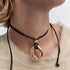 Boho Chunky Pedent Necklace for Women Dainty 14K Gold Plated Choker Summer Beach Faux Leather Choker for Women Men...