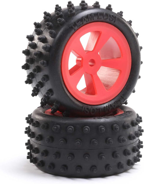Losi 4 Row Rear Tires Mounted Red 2 Mini JRX2 LOS41023 RC Tire...