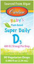 Carlson - Baby's Plant-Based Super Daily D3, Baby Vegetarian Liquid Vitamin D Drops, 400 IU (10 mcg) per Drop, Sourced from Algae, for Infants and...