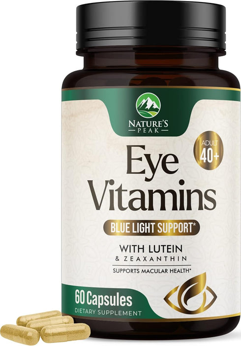 Eye Vitamin & Mineral Supplement with Lutein, Zeaxanthin, Bilberry & Zinc, Supports Eye Strain, Vision Health for Adults with Vitamins C & E, Non-...
