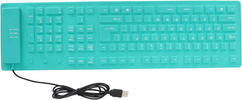 GOWENIC 108 Keys Foldable Silicone Keyboard, Waterproof USB Wired Keyboard Plug and Play Mute Roll Up Keyboard for Computer Notebook PC (Green)...