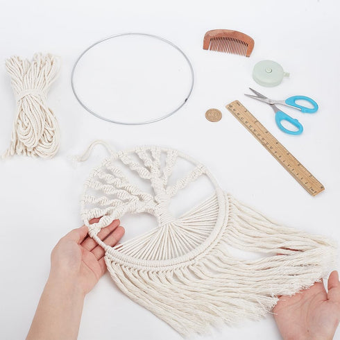 FREEBLOSS DIY Macrame Tree of Life Wall Hanging Kit Macrame Tapestry Wall Hanging Tree of Life Dreamcatcher Wall Hanging Decor for Living Room Mac...