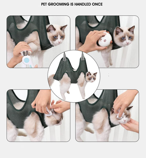 Pet Grooming Hammock Harness for Cats Dogs, Relaxation Pet Grooming Hammock Restraint Dog & Small Animal Dog Grooming Harness Bag (S? Legs Spacing...