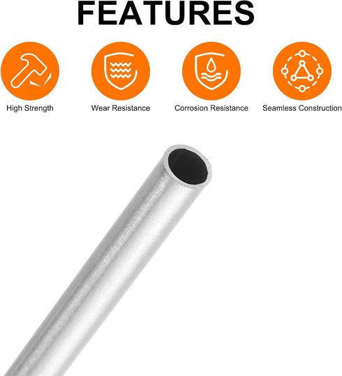 uxcell 5Pcs 304 Stainless Steel Tube, OD 6mm x 0.5mm Wall Thick 300mm Length Capillary Metal Tubing for Industry Machinery...