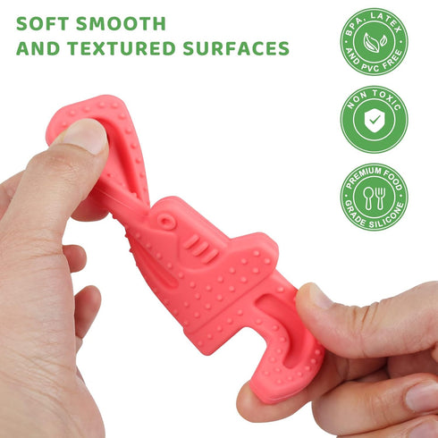 Fu Store 4 Pack Soft Silicone Teething Toys for Toddlers Infant Tools Shape Baby Teethers Relief Soothe Babies Gums Set (8 Pack Hammer Set)...