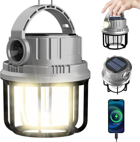 300LM LED Camping Lantern Rechargeable,2400mAh Power Bank?USB Cable?6 Light Modes Included with Two Light Source Modes, Lantern Flashlight for Hur...