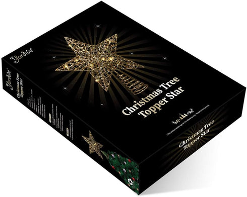 1pc Christmas Tree Topper Star Ornaments Glittering Golden Festival Display Lighted Clear Decor...