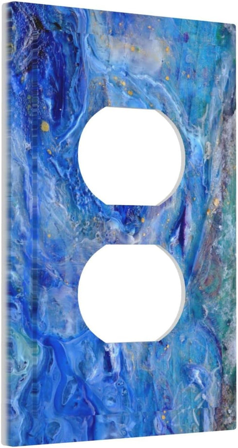Teal Green Marble 1 Gang Outlet Covers Duplex Receptacle Wall Plate Decorative Electrical Faceplate Lightswitches for Bathroom Home Living Room Be...