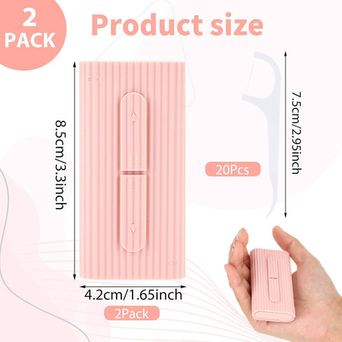 Portable Dental Floss Boxes, 2pcs Dental Floss Case Floss Pick Dispenser Refillable Floss Holder Travel Oral Care Tool for Teeth Cleaning 10 Adult...