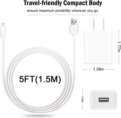 5V AC Power Adapter Charger and 5ft USB Charging Cord Cable Compatible with Vtech RM5754/HD/2HD, VTech RM5764/HD/2HD, VTech RM5864/HD/2HD, VTech R...