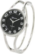 STC Silver Black Round Face Metal Double Band Fashion Women's Bangle Cuff Watch...