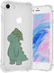 Cute Small Dinosaur Phone Case Compatible with iPhone 7/8/SE 2020, Clear Animal Design Soft TPU Bumper Cover and Flexible Full Body Protection Sho...