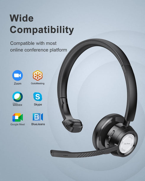Link Dream Trucker Bluetooth Headset 20H Talktime Wireless Headset with 270°Rotatable Noise Cancelling Microphone USB Dongle for Online Meeting, O...
