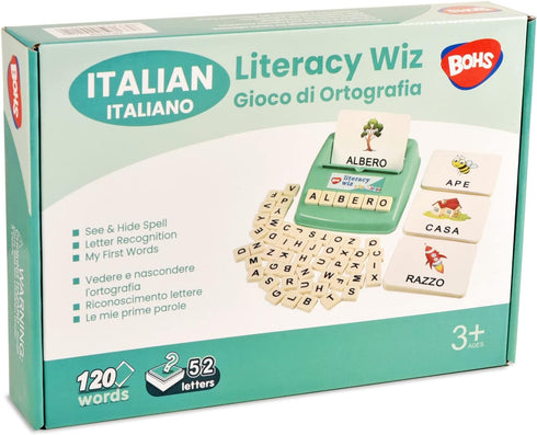 BOHS Italian Literacy Wiz Fun Game - See and Hide Spelling - 60 Flash Cards - Preschool Language Learning Educational Toys...