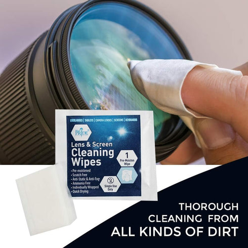 MED PRIDE Premoistened Lens Wipes | Anti-Static, Anti-Fog, Quick-Dry & Scratch-Free| 100 Cleaning Cloths for LED Touch Screen, iPhones, iPads, Com...