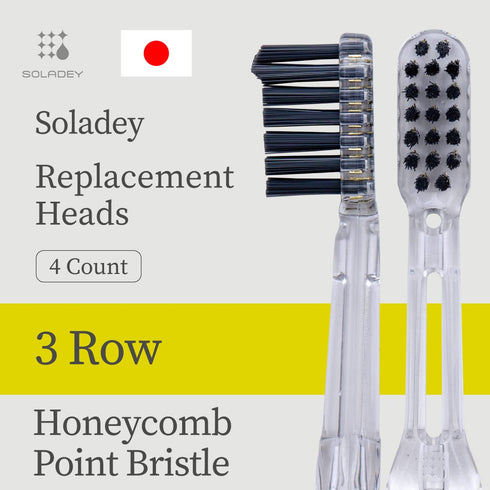 Ionic Toothbrush Replacement Brush Heads Refill, 4 Count -3 Row Honeycomb Point Bristle, Binchotan Charcoal and Silver Ions...