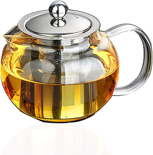 Lead-Free Thicken Glass Teapot Kettle – Removable Stainless Steel Infuser – Great ForBlooming and Loose Leaf Tea Brewer, Thickened (33oz / 950mm)...