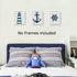 HPNIUB Blue Nautical Art Print Set Of 3 (8”X10”) Lighthouse Steering Wheel Anchor Navigation Print For Baby Boy, Nautical Themed Canvas Wall Art, ...