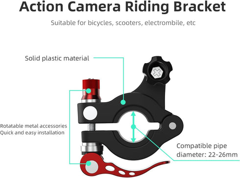 Aluminum Bike Handlebar Mount for DJI RC 2 Remote Controller and Action Cameras...