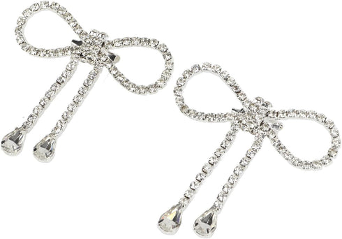 2PCS Rhinestone Bowknot Brooch Shiny Crystal Bow Pin Tassel for Women Weddings Celebration Parties Decoration Shoes, Luggage Accessories...
