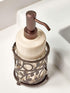 iDesign Ceramic Soap Dispenser Pump, The Vine Collection - 13oz, 3.5" x 3.5" x 8.75", Vanilla and Bronze...
