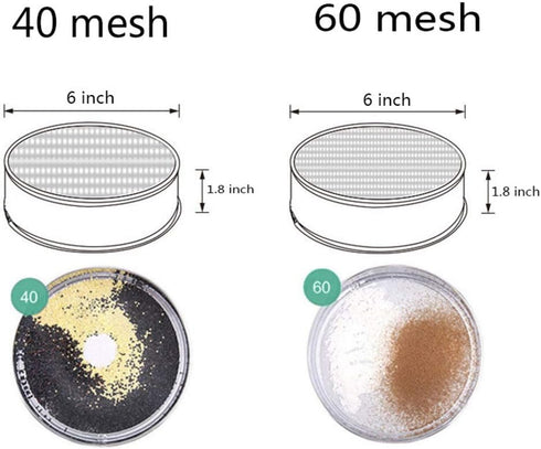 2 pack (60/40 Mesh) Professional 6/8/9.5 Inch, Round Flour Sifter for Baking - Flour Sieve Fine Mesh - Premium Rustproof Stainless Steel (9.5" (24...