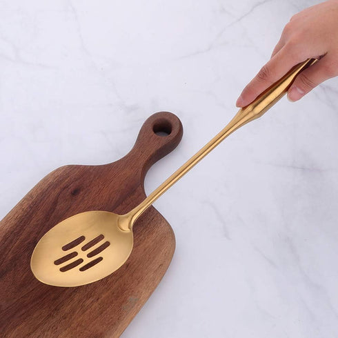 Slotted Spoon,Gold 14.69 inch Long Handle Cooking Utensil Kitchen Tool by BUY THINGS!...
