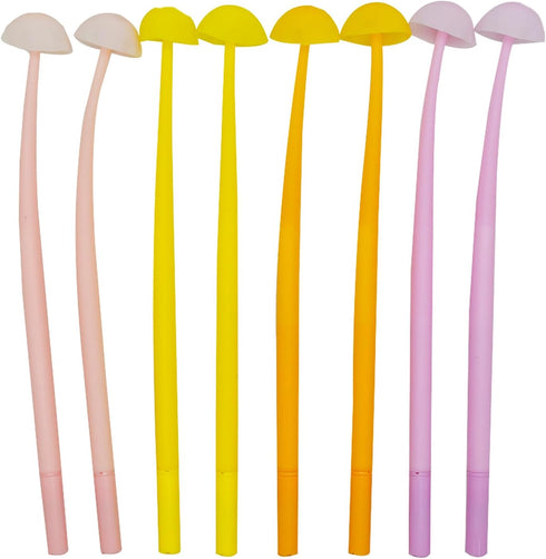 Maydahui 20PCS Cute Mushroom Rollerball Pens Bendable Soft Silicone Mushroomy Gel Black Ink Pen Jellyfish Shaped Pens for Student Teacher Office S...