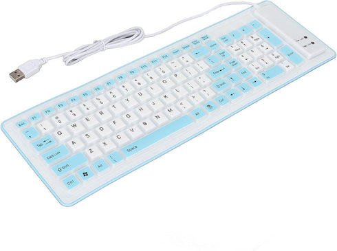 Heayzoki 103 Keys Foldable Silicone Keyboard USB Wired Rollup Keyboard Roll Up Soft Rubber Silicone Keyboard for PC Notebook Laptop Desktop Comput...