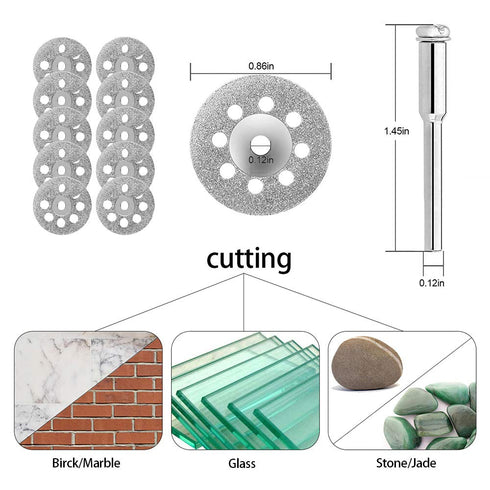 60Pcs Rotary Cutting Wheels Tool Kit, Resin Cut Off Wheels Disc, Mini HSS Saw Blades Cutter, Diamond Cutting Kit with Mandrels for Wood Glass Plas...