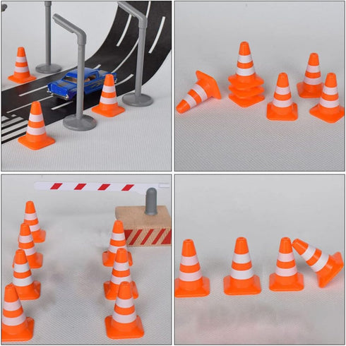 STOBOK Traffic Cone, 7pcs Traffic Signs Toys Miniature Traffic Road Cone Construction Toys Mini Cones Kids DIY Traffic Roadblock Toy for Kids Educ...